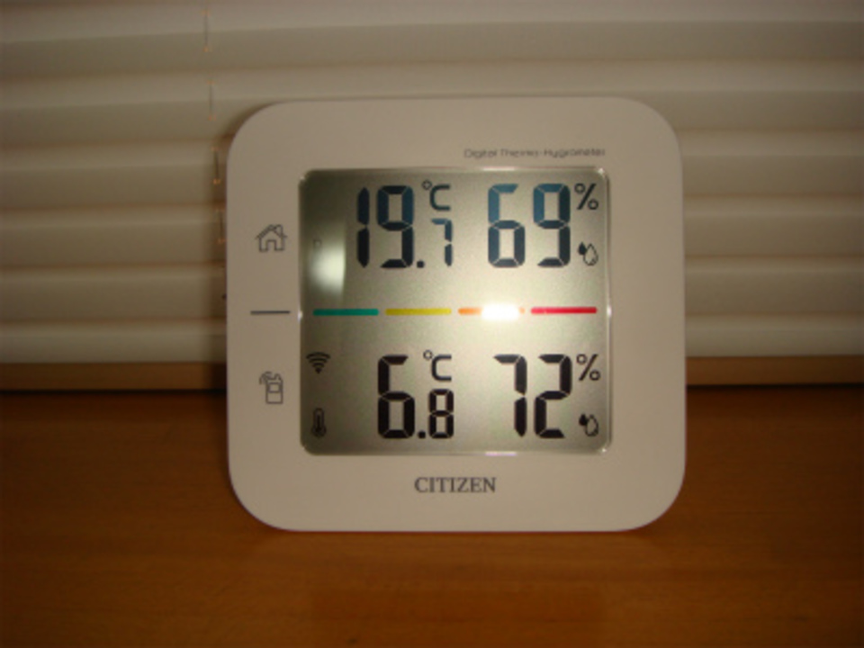 今朝の外気温と室温（仮住まいにて）②